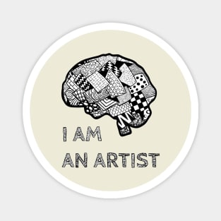 I am an Artist - Quote Abstract Brain Shape Magnet